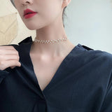 DAVINI Choker Pearl Necklace Flower Beaded Chains Necklace