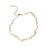 DAVINI Choker Pearl Necklace Flower Beaded Chains Necklace