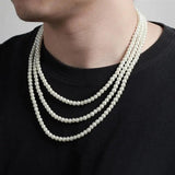 Men's Pearl Necklace Circular Beaded Collarbone Chain Wedding Gift
