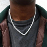 Men's Pearl Necklace Circular Beaded Collarbone Chain Wedding Gift