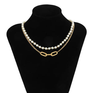 Geometric Pearl Necklace Hip Hop Style Men and Women Jewelry