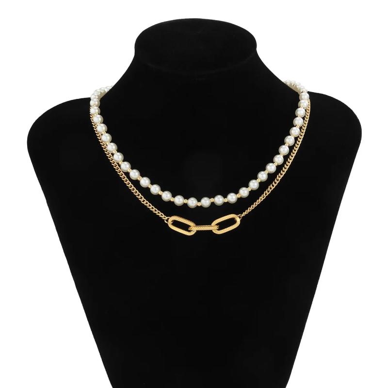Geometric Pearl Necklace Hip Hop Style Men and Women Jewelry