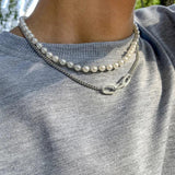 Geometric Pearl Necklace Hip Hop Style Men and Women Jewelry