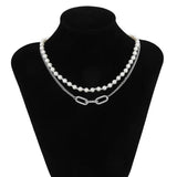 Geometric Pearl Necklace Hip Hop Style Men and Women Jewelry