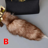 Wolf Fox Tail Fur Keychain Fluffy Pompom Pendant Key Ring Holder Gift