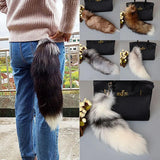 Wolf Fox Tail Fur Keychain Fluffy Pompom Pendant Key Ring Holder Gift