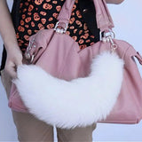 Wolf Fox Tail Fur Keychain Fluffy Pompom Pendant Key Ring Holder Gift