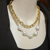 Punk Layered Pearl Necklace Women's Jewelry Vintage Bridal Wedding Gift