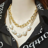 Punk Layered Pearl Necklace Women's Jewelry Vintage Bridal Wedding Gift