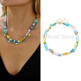 Colorful Beads Necklace Acrylic Pearl Short Necklaces Clavicle Chain