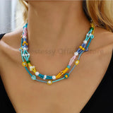 Colorful Beads Necklace Acrylic Pearl Short Necklaces Clavicle Chain