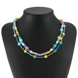 Colorful Beads Necklace Acrylic Pearl Short Necklaces Clavicle Chain