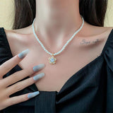 Vintage Sweet Beimu Pendant Pearl Necklaces Choker Jewelry