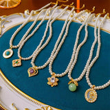 Vintage Sweet Beimu Pendant Pearl Necklaces Choker Jewelry