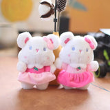Pink Rabbit Pendant Trinket Key Chain Cute Bunny Plush Dolls Keychain
