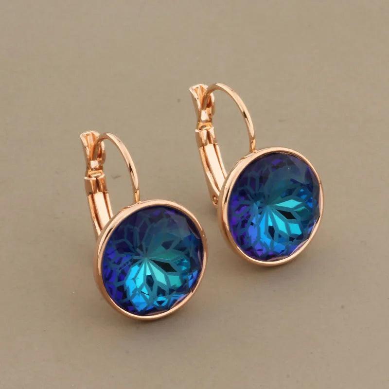 Rose 14mm Round Dangle Earrings - Gift for Her