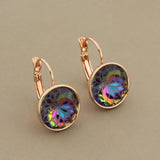 Rose 14mm Round Dangle Earrings - Gift for Her