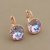 Rose 14mm Round Dangle Earrings - Gift for Her