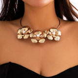 Vintage Punk Pearl Rose Flower Pendant Necklace