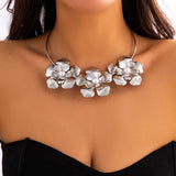 Vintage Punk Pearl Rose Flower Pendant Necklace