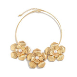 Vintage Punk Pearl Rose Flower Pendant Necklace