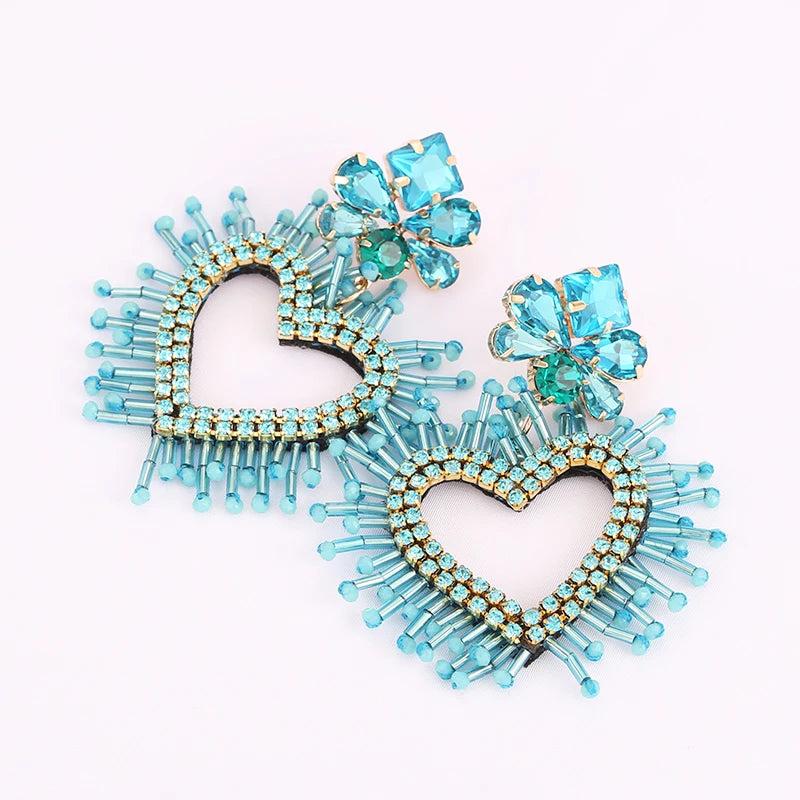 Boho Beads Heart Drop Earrings for Women