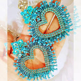 Boho Beads Heart Drop Earrings for Women