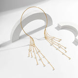 Personality Pearl Tassel Pendant Necklace Silver Plated Torque