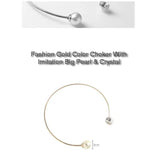 Torque Big Pearl & Crystal Choker Necklace for Women