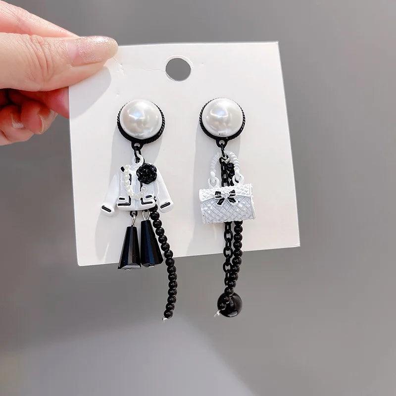 Pearl Bag Flower Drop Earrings Dangles Jewelry