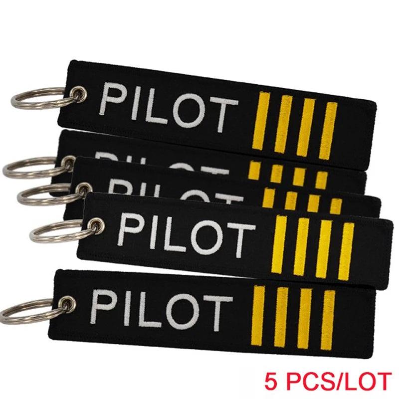 5PCS Remove Before Flight Keychain Tag Embroidery Aviation Gift Key Ring