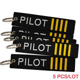 5PCS Remove Before Flight Keychain Tag Embroidery Aviation Gift Key Ring