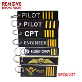 5PCS Remove Before Flight Keychain Tag Embroidery Aviation Gift Key Ring