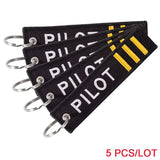 5PCS Remove Before Flight Keychain Tag Embroidery Aviation Gift Key Ring