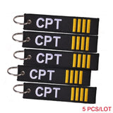 5PCS Remove Before Flight Keychain Tag Embroidery Aviation Gift Key Ring