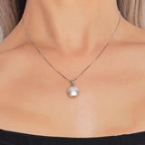 Baroque Button Pearl Pendant Necklace 10-12mm 925 Sterling Silver for Women
