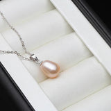 925 Silver Freshwater Pearl Necklace Pendant Women Birthday Gift