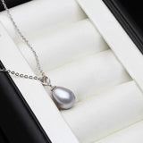 925 Silver Freshwater Pearl Necklace Pendant Women Birthday Gift