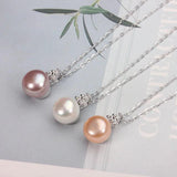 925 Silver Pendant, Black Pearl Necklace for Girl Birthday