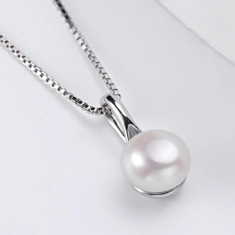 Freshwater Pearl Round Pendant Necklace 925 Sterling Silver Fine Jewelry