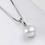 Freshwater Pearl Round Pendant Necklace 925 Sterling Silver Fine Jewelry