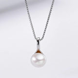 Freshwater Pearl Round Pendant Necklace 925 Sterling Silver Fine Jewelry