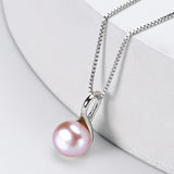 Freshwater Pearl Round Pendant Necklace 925 Sterling Silver Fine Jewelry