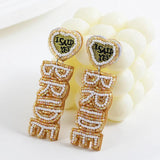 Heart Beaded Dangle Earrings for Women - Bridal Wedding Jewelry