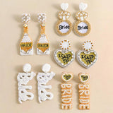 Heart Beaded Dangle Earrings for Women - Bridal Wedding Jewelry
