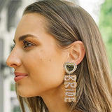 Heart Beaded Dangle Earrings for Women - Bridal Wedding Jewelry