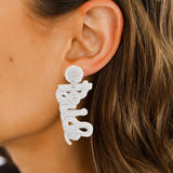 Heart Beaded Dangle Earrings for Women - Bridal Wedding Jewelry