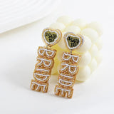 Heart Beaded Dangle Earrings for Women - Bridal Wedding Jewelry