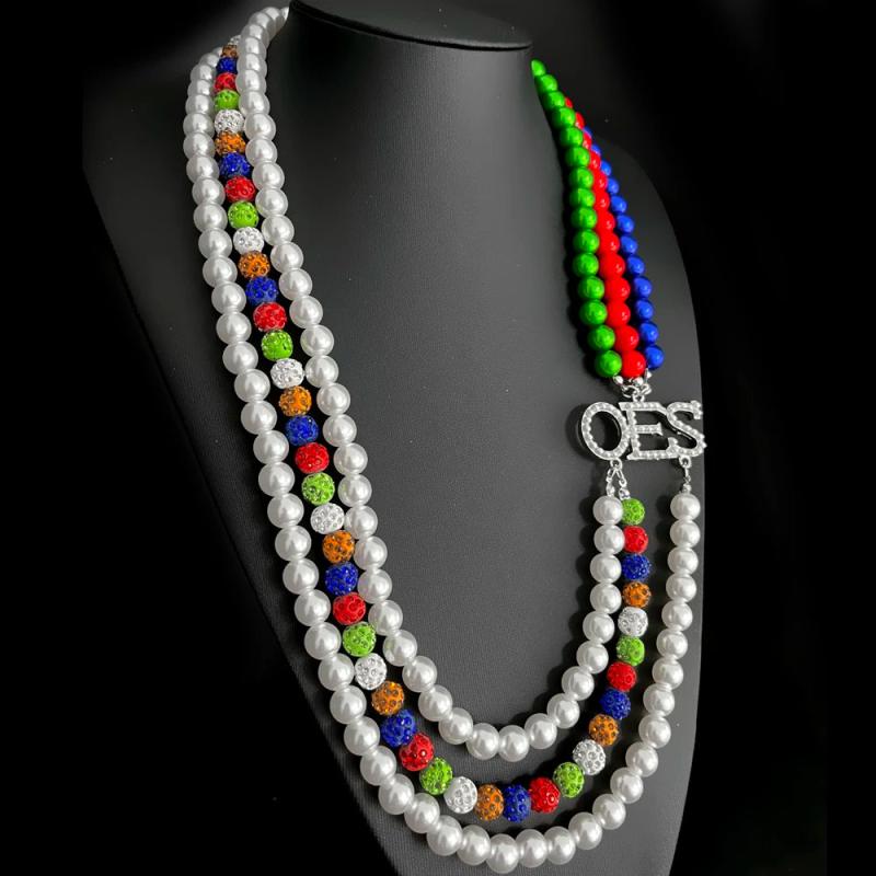 OES Rhinestone Bead Pearl Necklace