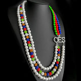 OES Rhinestone Bead Pearl Necklace